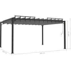 The Living Store pavillon med lameltag 3x4 m aluminium og stof antracitgrå - Festtelte & havepavilloner
