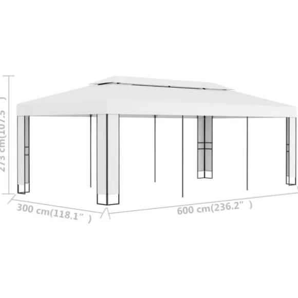 The Living Store pavillon med dobbelttag 3x6 m hvid - Festtelte & havepavilloner