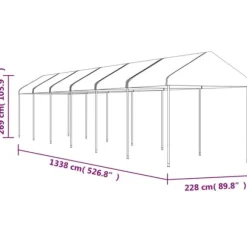 The Living Store pavillon med tag 13,38x2,28x2,69 m polyethylen hvid - Festtelte & havepavilloner