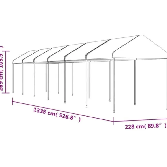 The Living Store pavillon med tag 13,38x2,28x2,69 m polyethylen hvid - Festtelte & havepavilloner