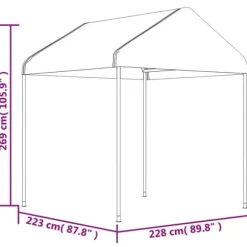 The Living Store pavillon med tag 13,38x2,28x2,69 m polyethylen hvid - Festtelte & havepavilloner