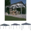 The Living Store pavillon med LED-lyskæder 400x300 cm aluminium antracitgrå - Festtelte & havepavilloner