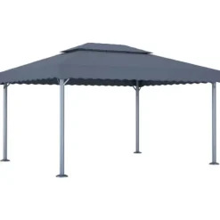 The Living Store pavillon med LED-lyskæder 400x300 cm aluminium antracitgrå - Festtelte & havepavilloner