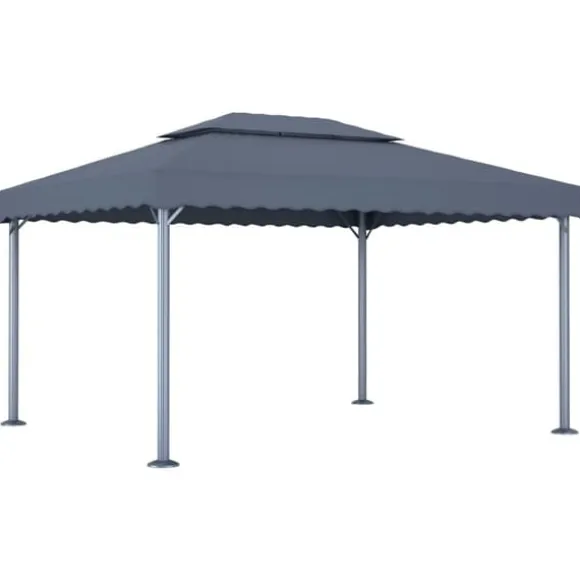 The Living Store pavillon med LED-lyskæder 400x300 cm aluminium antracitgrå - Festtelte & havepavilloner