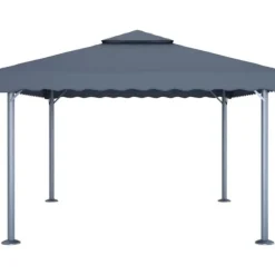 The Living Store pavillon med LED-lyskæder 400x300 cm aluminium antracitgrå - Festtelte & havepavilloner