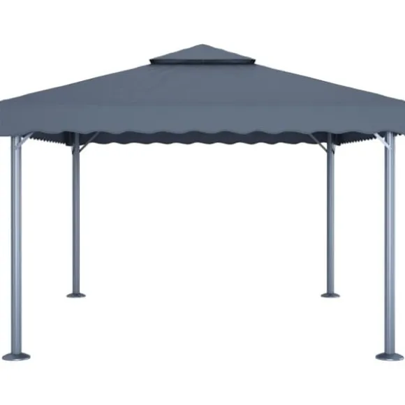 The Living Store pavillon med LED-lyskæder 400x300 cm aluminium antracitgrå - Festtelte & havepavilloner