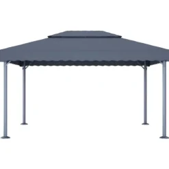 The Living Store pavillon med LED-lyskæder 400x300 cm aluminium antracitgrå - Festtelte & havepavilloner