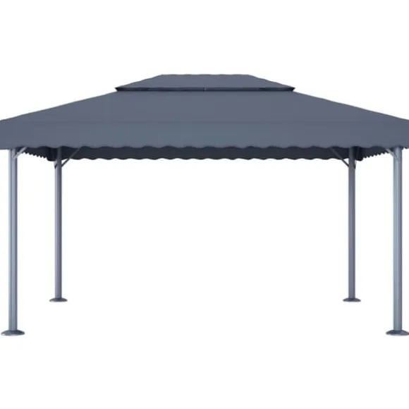 The Living Store pavillon med LED-lyskæder 400x300 cm aluminium antracitgrå - Festtelte & havepavilloner
