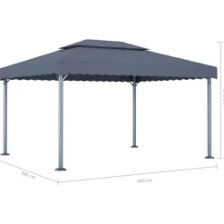 The Living Store pavillon med LED-lyskæder 400x300 cm aluminium antracitgrå - Festtelte & havepavilloner