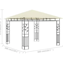 The Living Store pavillon med myggenet 3x3x2,73 m 180 g/m² cremefarvet - Festtelte & havepavilloner