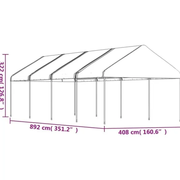 The Living Store pavillon med tag 8,92x4,08x3,22 m polyethylen hvid - Festtelte & havepavilloner