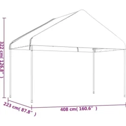 The Living Store pavillon med tag 8,92x4,08x3,22 m polyethylen hvid - Festtelte & havepavilloner