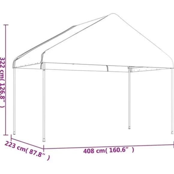 The Living Store pavillon med tag 8,92x4,08x3,22 m polyethylen hvid - Festtelte & havepavilloner