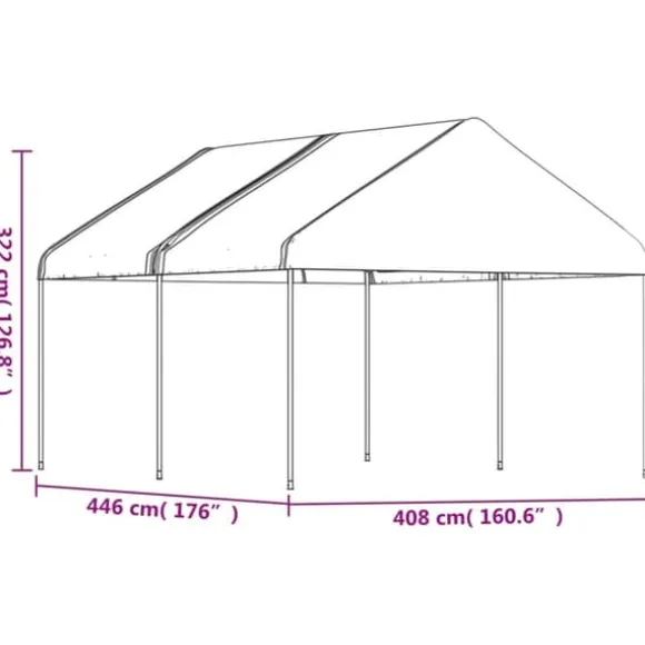 The Living Store pavillon med tag 4,46x4,08x3,22 m polyethylen hvid - Festtelte & havepavilloner
