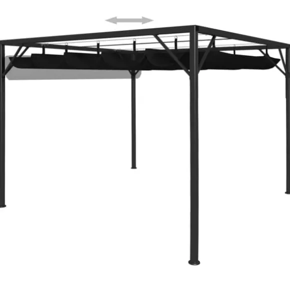 The Living Store pavillon med sammenrulleligt tag 3x3 m antracitgrå - Festtelte & havepavilloner