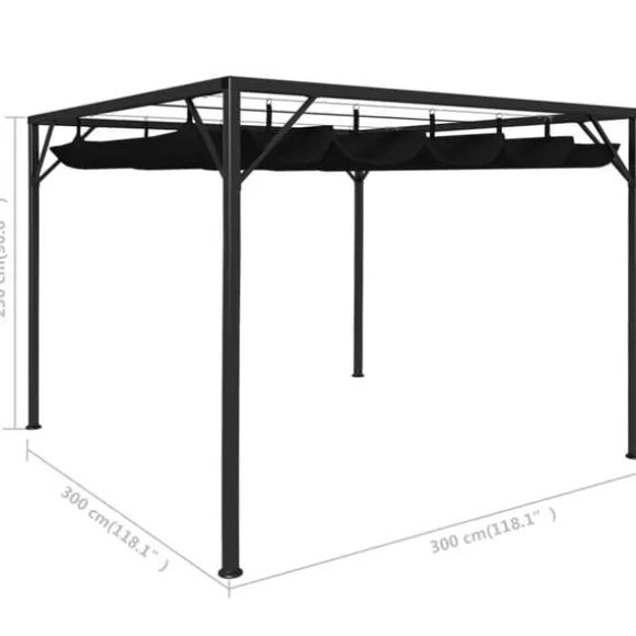 The Living Store pavillon med sammenrulleligt tag 3x3 m antracitgrå - Festtelte & havepavilloner