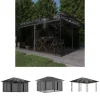 The Living Store pavillon med myggenet og LED-lyskæder 4x3x2,73 m antracitgrå - Festtelte & havepavilloner