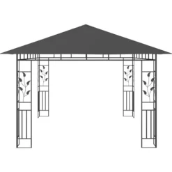 The Living Store pavillon med myggenet og LED-lyskæder 4x3x2,73 m antracitgrå - Festtelte & havepavilloner