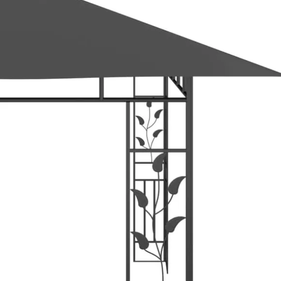 The Living Store pavillon med myggenet og LED-lyskæder 4x3x2,73 m antracitgrå - Festtelte & havepavilloner
