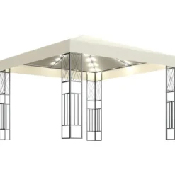 The Living Store pavillon med LED-lyskæder 3x3 m stof cremefarvet - Festtelte & havepavilloner