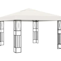 The Living Store pavillon med LED-lyskæder 3x3 m stof cremefarvet - Festtelte & havepavilloner