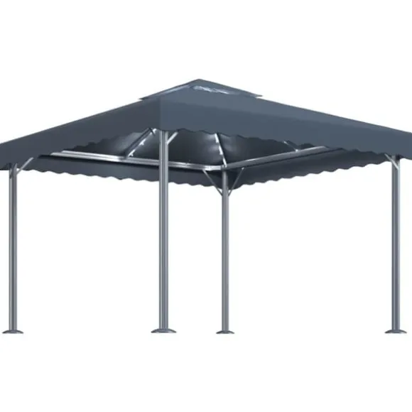 The Living Store pavillon med LED-lyskæder 300x300 cm aluminium antracitgrå - Festtelte & havepavilloner