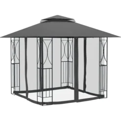 The Living Store pavillon med sidevægge 300x300x270 cm stål antracitgrå - Festtelte & havepavilloner