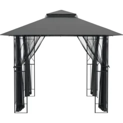 The Living Store pavillon med sidevægge 300x300x270 cm stål antracitgrå - Festtelte & havepavilloner