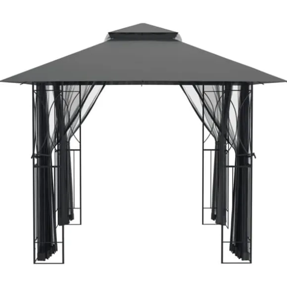 The Living Store pavillon med sidevægge 300x300x270 cm stål antracitgrå - Festtelte & havepavilloner
