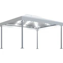 The Living Store pavillon med LED-lyskæder 400x300 cm aluminium cremefarvet - Festtelte & havepavilloner