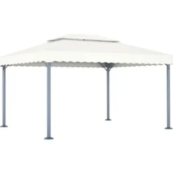 The Living Store pavillon med LED-lyskæder 400x300 cm aluminium cremefarvet - Festtelte & havepavilloner