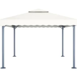 The Living Store pavillon med LED-lyskæder 400x300 cm aluminium cremefarvet - Festtelte & havepavilloner