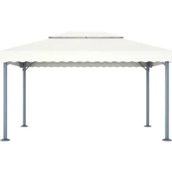 The Living Store pavillon med LED-lyskæder 400x300 cm aluminium cremefarvet - Festtelte & havepavilloner