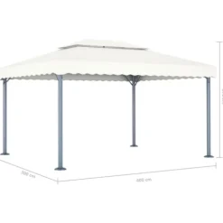 The Living Store pavillon med LED-lyskæder 400x300 cm aluminium cremefarvet - Festtelte & havepavilloner