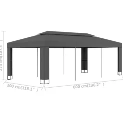 The Living Store pavillon med dobbelttag 3x6 m antracitgrå - Festtelte & havepavilloner