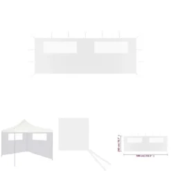 The Living Store pavillonvæg med vinduer 6x2 m hvid - Festtelte & havepavilloner – tilbehør