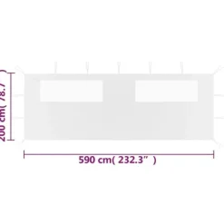 The Living Store pavillonvæg med vinduer 6x2 m hvid - Festtelte & havepavilloner – tilbehør