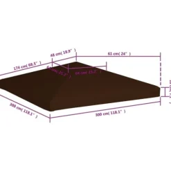 The Living Store pavillontopdække 310 g/m² 3 x 3 m brun - Festtelte & havepavilloner – tage