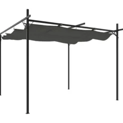 The Living Store pergola med sammenrulleligt tag 295x292x230 cm antracitgrå - Festtelte & havepavilloner
