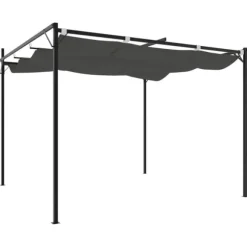 The Living Store pergola med sammenrulleligt tag 295x292x230 cm antracitgrå - Festtelte & havepavilloner