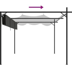 The Living Store pergola med sammenrulleligt tag 295x292x230 cm antracitgrå - Festtelte & havepavilloner