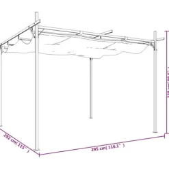 The Living Store pergola med sammenrulleligt tag 295x292x230 cm antracitgrå - Festtelte & havepavilloner