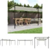 The Living Store pergola med sammenrulleligt tag 589x292x230 cm cremefarvet - Festtelte & havepavilloner
