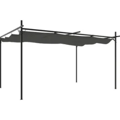 The Living Store pergola med sammenrulleligt tag 395x292x230 cm antracitgrå - Festtelte & havepavilloner