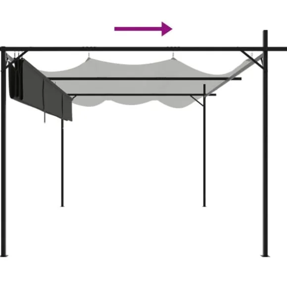 The Living Store pergola med sammenrulleligt tag 395x292x230 cm antracitgrå - Festtelte & havepavilloner