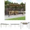 The Living Store pergola med sammenrulleligt tag 589x292x230 cm gråbrun - Festtelte & havepavilloner