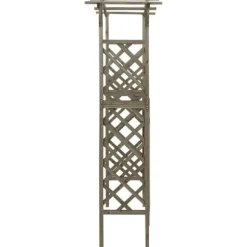 The Living Store pergola med låge 116x40x204 cm massivt grantræ grå - Havebuer, espalierer & pergolaer