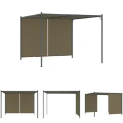 The Living Store pergola med tilbagetrækkeligt tag 3x3 m 180 g/m² gråbrun - Havebuer, espalierer & pergolaer