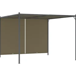 The Living Store pergola med tilbagetrækkeligt tag 3x3 m 180 g/m² gråbrun - Havebuer, espalierer & pergolaer