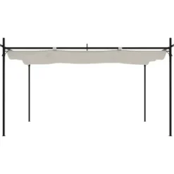 The Living Store pergola med sammenrulleligt tag 395x292x230 cm cremefarvet - Festtelte & havepavilloner